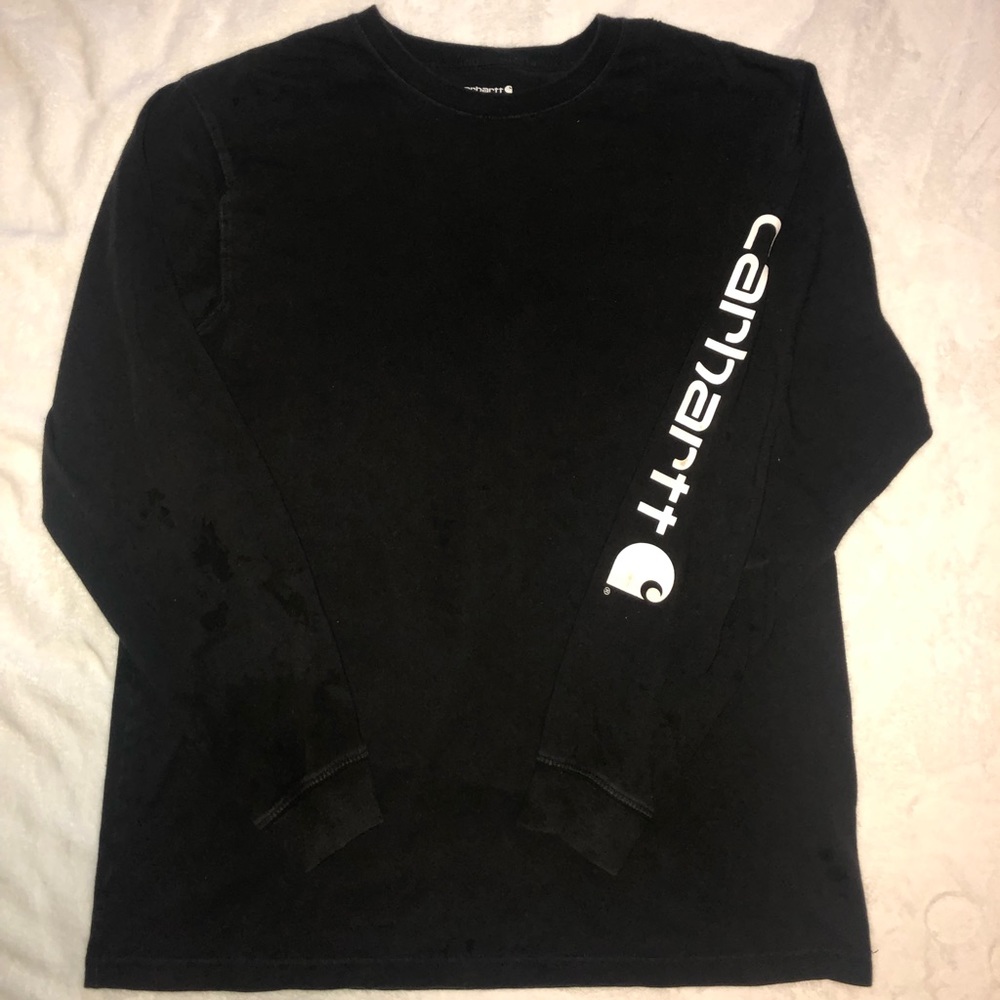 Carhartt Mens Loose Fit Long Sleeve Spell Out Logo Shirt-Lg Tall Black Cotton - Picture 2 of 7